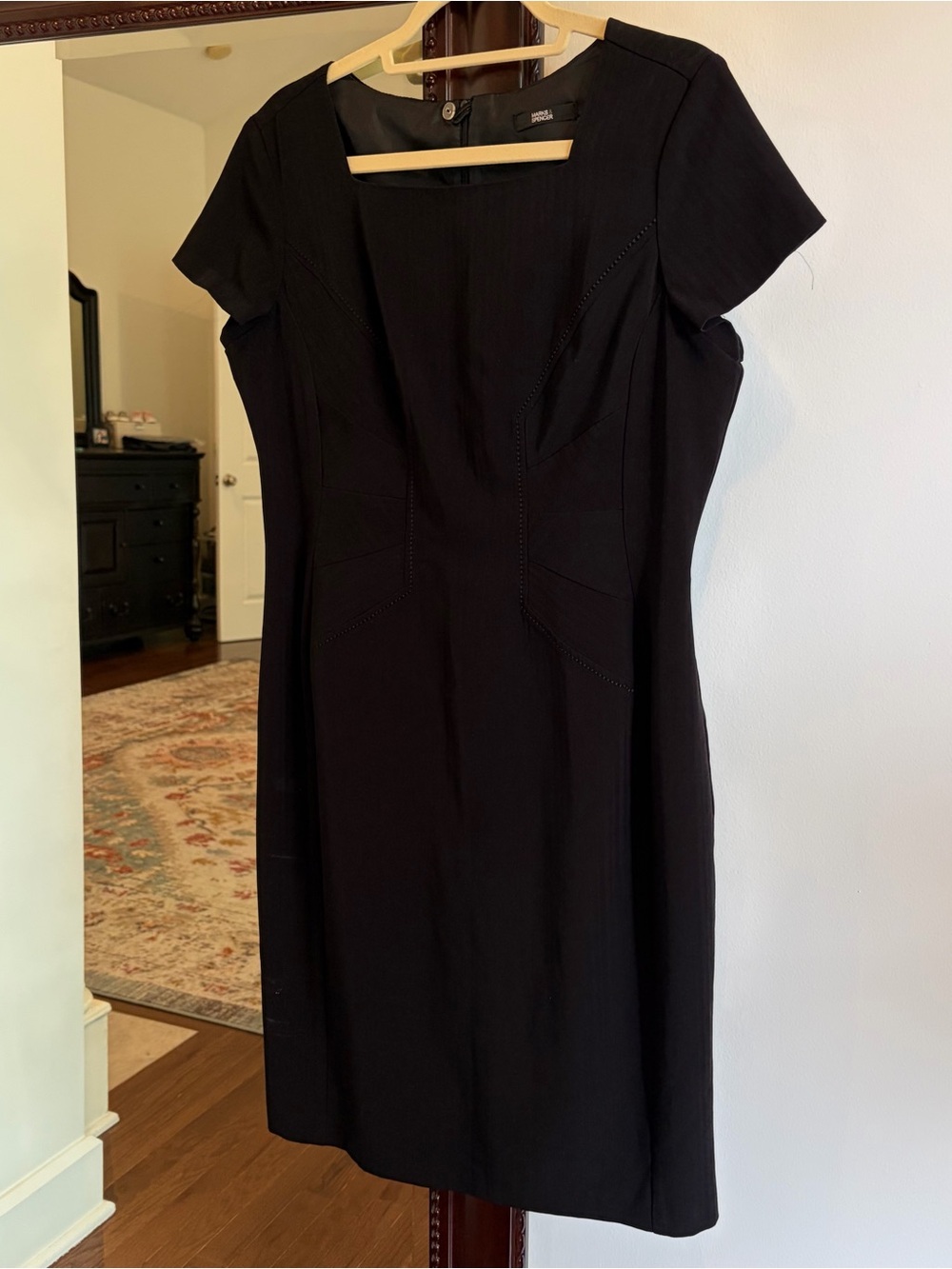 Marks and Spencer Classic Black Cap-Sleeve Sheath Dress